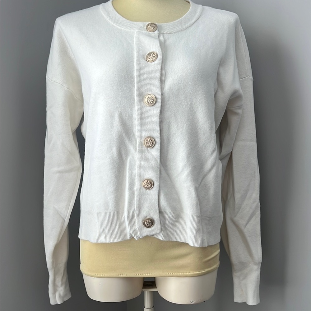 Women's White Button-Up Sweater